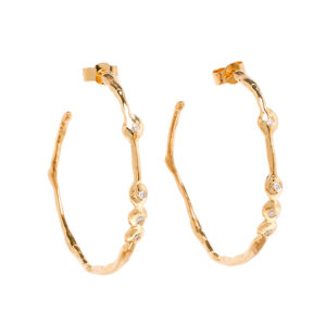 Nugget Hoop Diamond Earrings