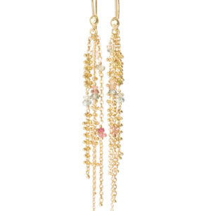 Waterfall Peach and Grey Sapphire Pin Earrings