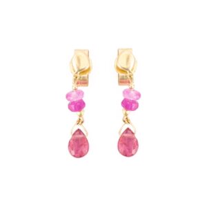 Pink Sapphire Drop Stud Earrings
